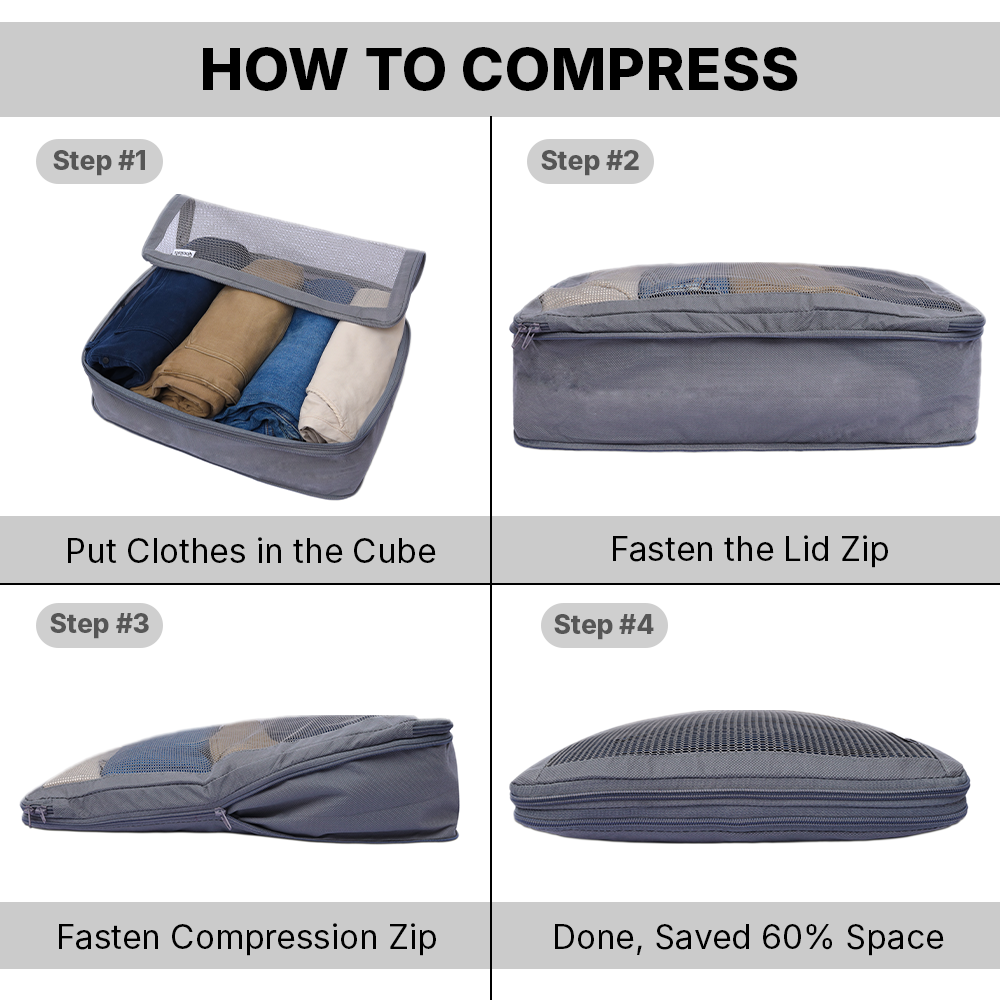 Packing Cubes Set of 6 for Travel, Luggage Organizer for Clothes, Undergarments & Accessories