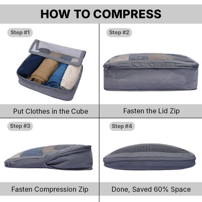 Packing Cubes Set of 6 for Travel, Luggage Organizer for Clothes, Undergarments & Accessories