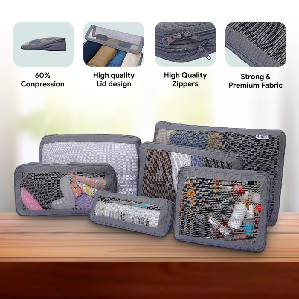 Packing Cubes Set of 6 for Travel, Luggage Organizer for Clothes, Undergarments & Accessories