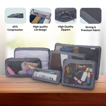 Packing Cubes Set of 6 for Travel, Luggage Organizer for Clothes, Undergarments & Accessories