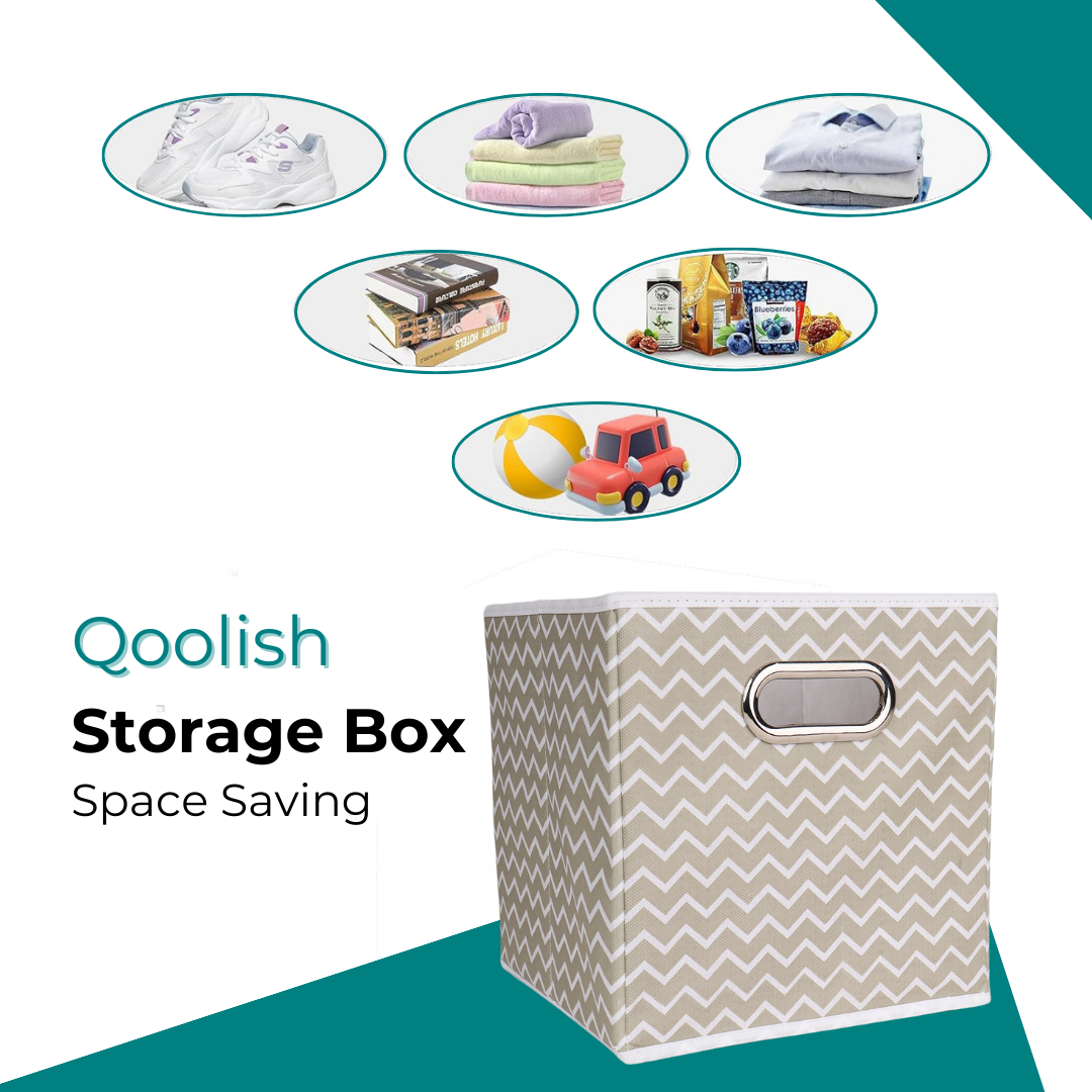 Qoolish Pack of 1 Storage box of White Strip  - Tidy up your space! - Qoolish