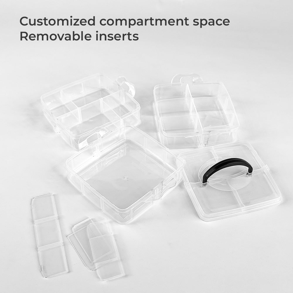 Qoolish 3-Layer Portable Jewelry Organizer Box - Transparent with Dividers