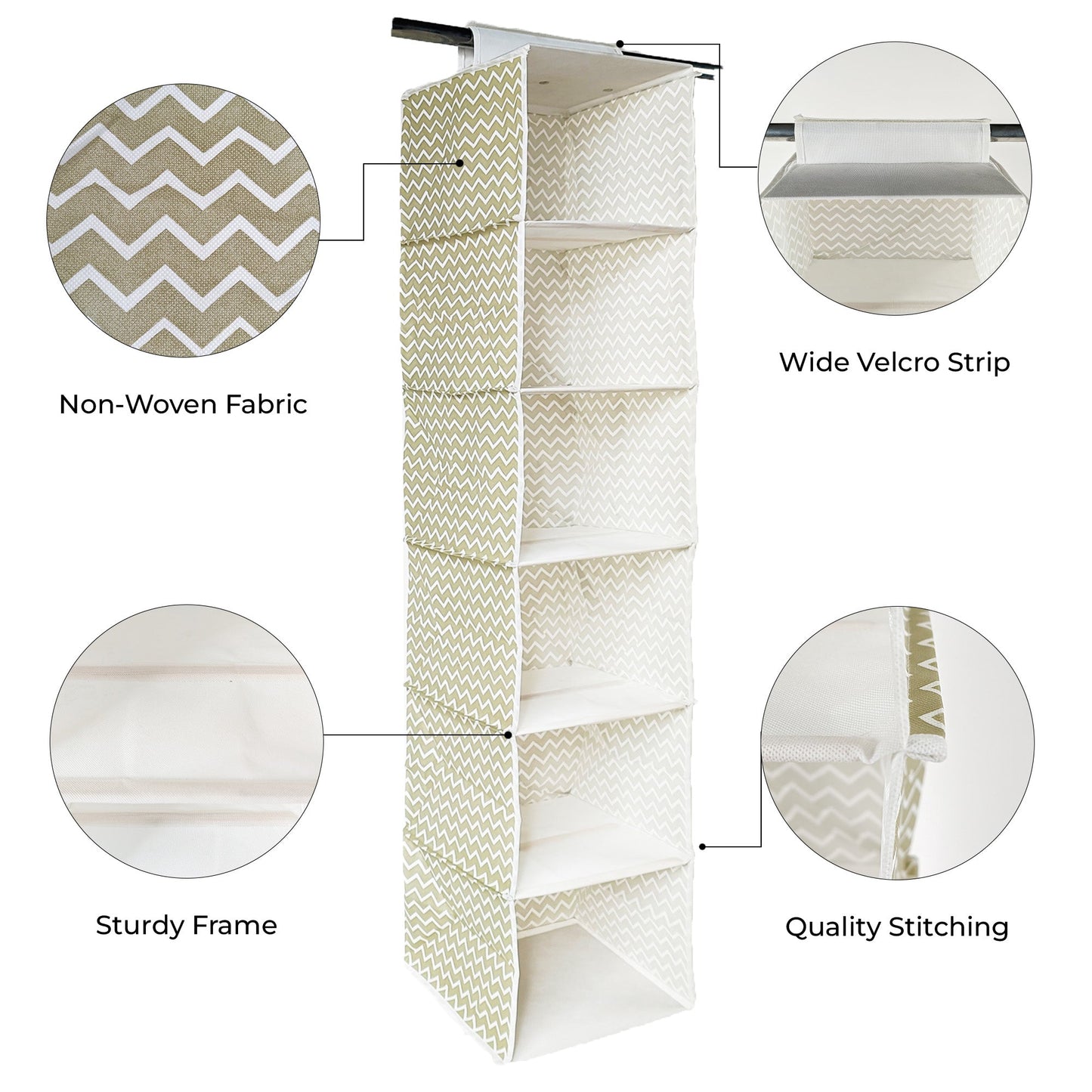 Qoolish Pack of 2 White Stripe Hanging Storage -Store with style!