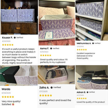 Large Clothes Organizer Pack of Two - White Stripe (Available in 3 colors)