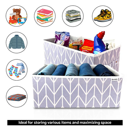 Large Clothes Organizer Pack of Two - White Stripe (Available in 3 colors)
