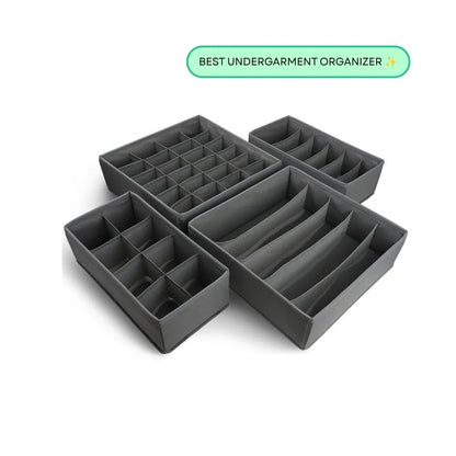 Qoolish 4-Pack Undergarments Drawer Organizers (Available in 6 Colors)