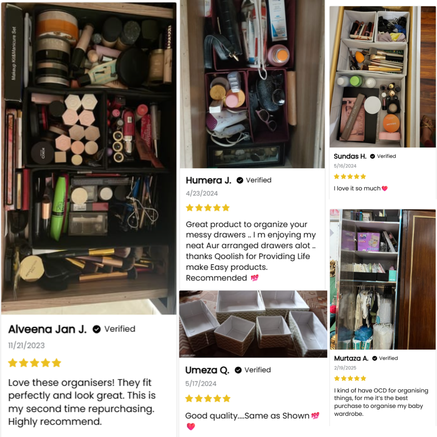 Qoolish 6-Pack Drawer Organizers: Tidy-Up Your Space in Style! (Available in 10 Colors)