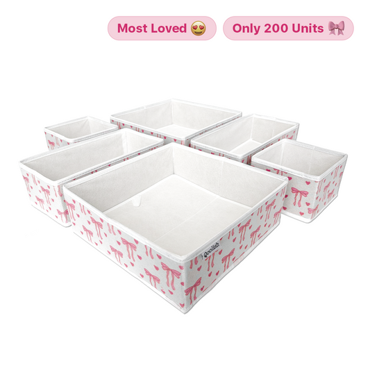 Qoolish Drawer Organizers (Pack of 6) : Tidy-Up Your Space in Style! (Limited Pinktober Edition)