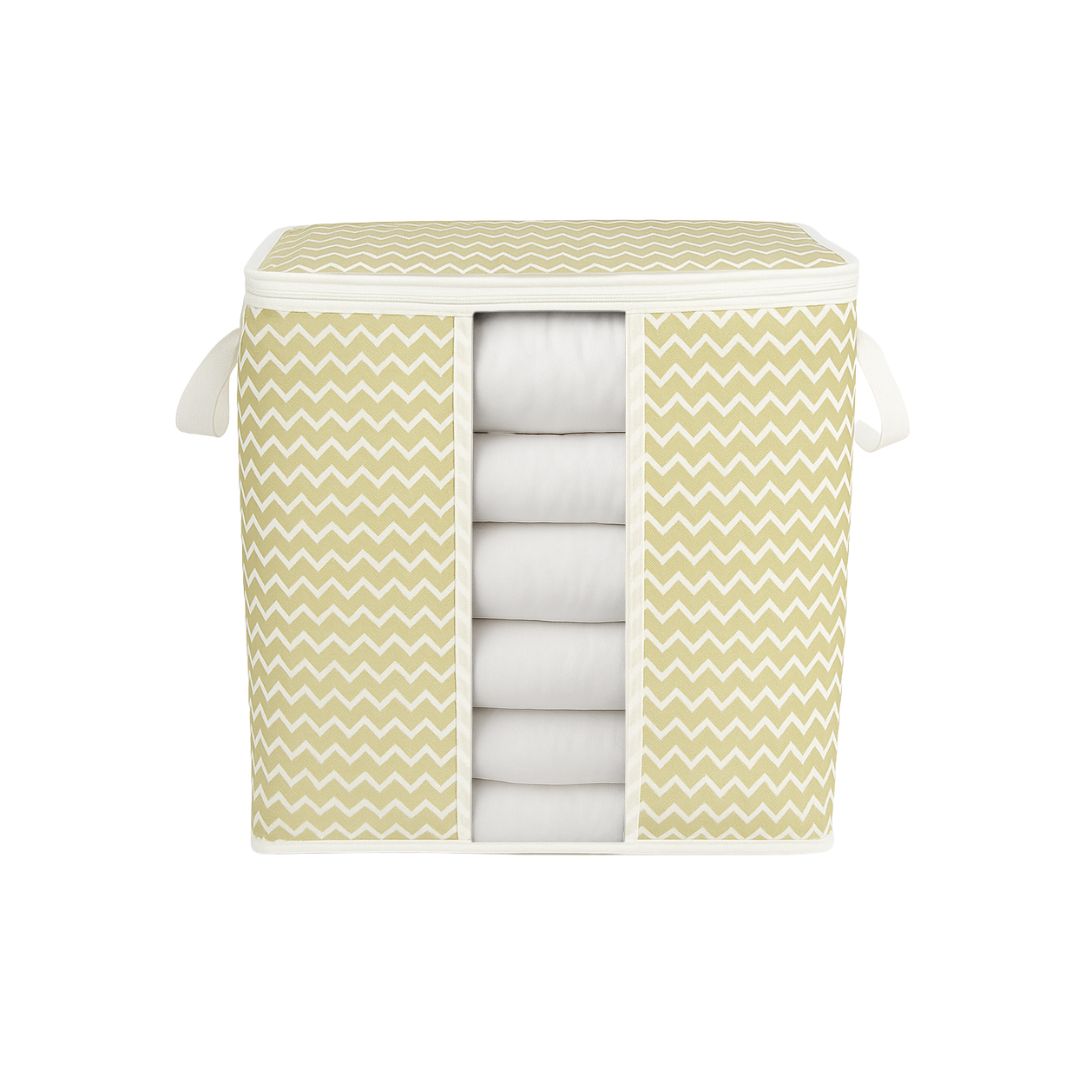 Qoolish white striped storage bag for clothes and bedding with zipper