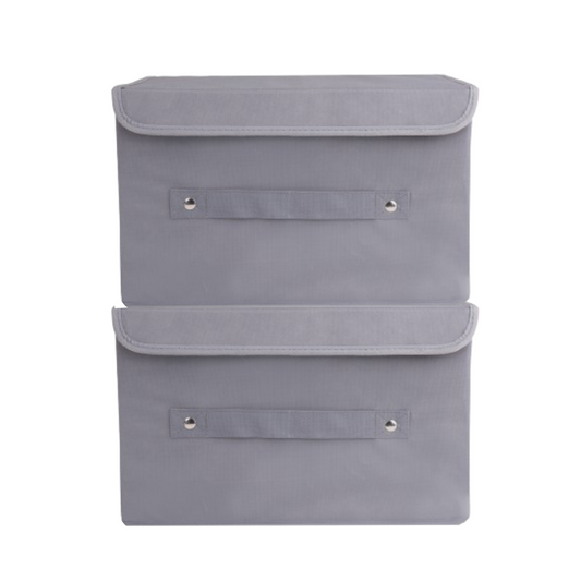 Qoolish Pack of 2 Grey Storage Box with Lid - Tidy up your space!