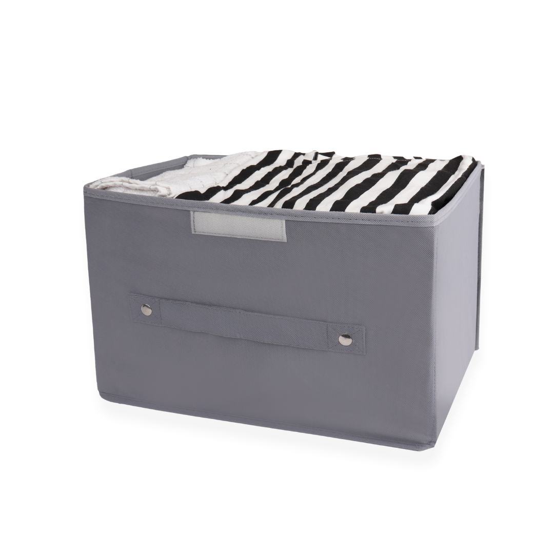 Qoolish Pack of 2 Grey Storage Box with Lid - Tidy up your space ...
