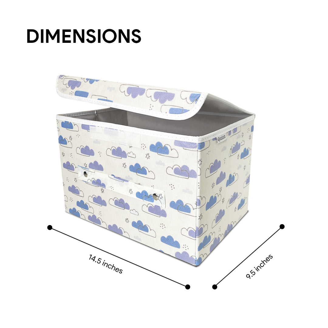 Storage Box with Lid- Dreamy Clouds Cool Blue Hues