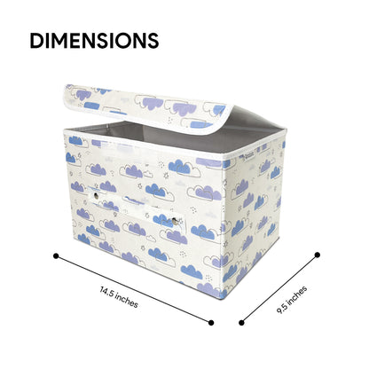 Storage Box with Lid- Dreamy Clouds Cool Blue Hues