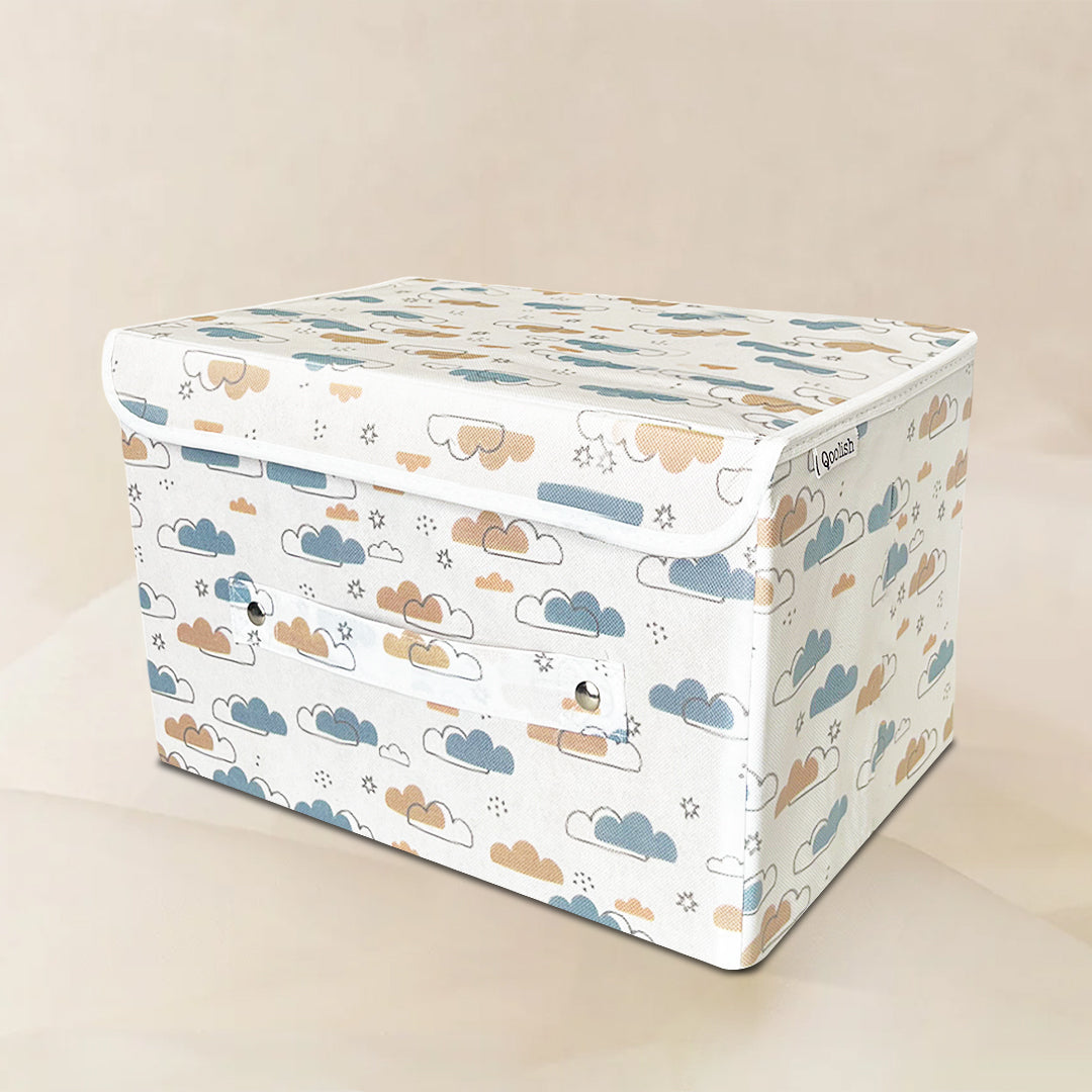 Storage Box with Lid- Dreamy Clouds Cool Blue Hues