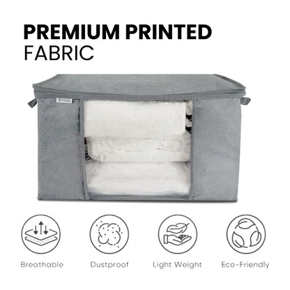 Qoolish Printed Grey Horizontal Storage Bag (Available in Pack of 3 and Pack of 5)