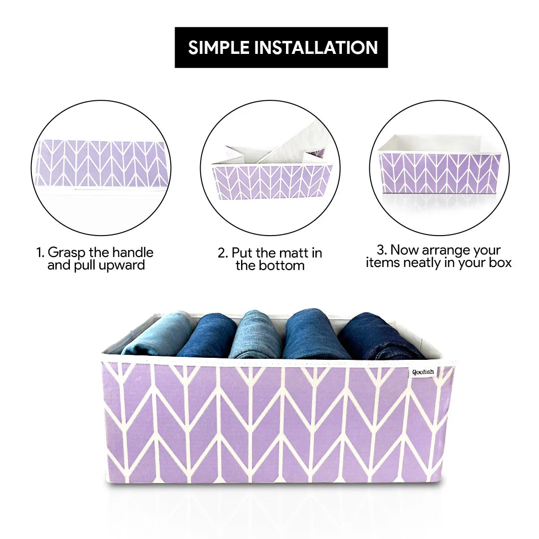 Spacious lilac fabric organizer for storing clothes, bedding, or daily essentials.