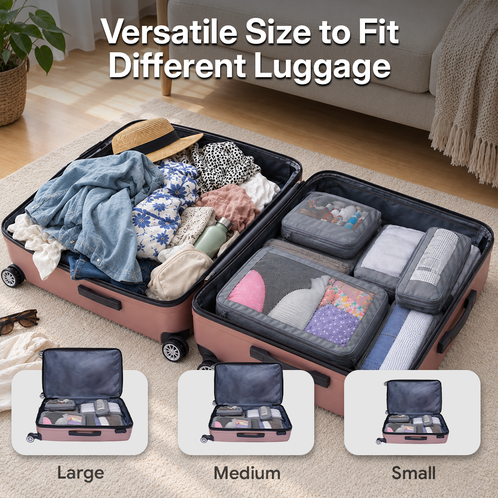 Packing Cubes Set of 6 for Travel, Luggage Organizer for Clothes, Undergarments & Accessories