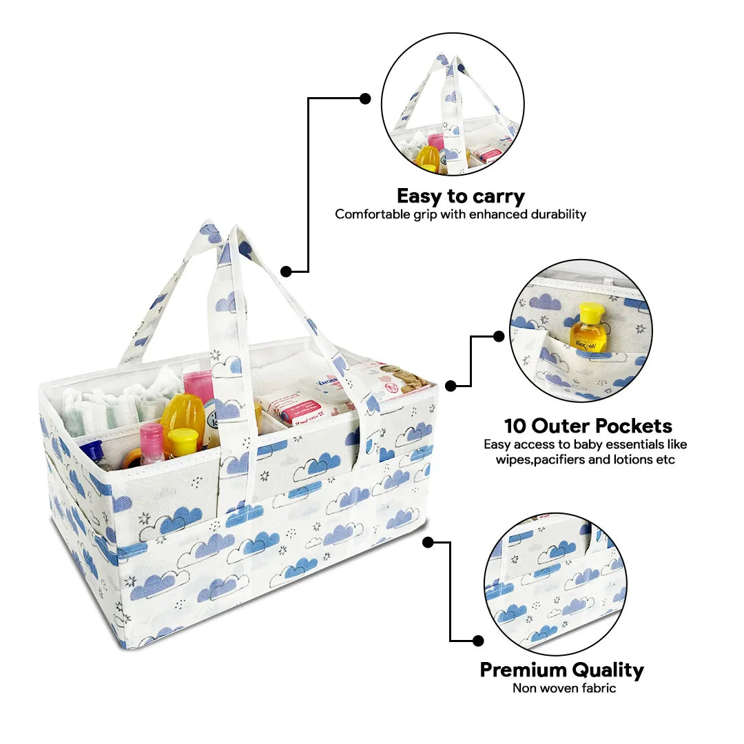 Diaper Caddy – Dreamy Clouds Cool Blue Hues