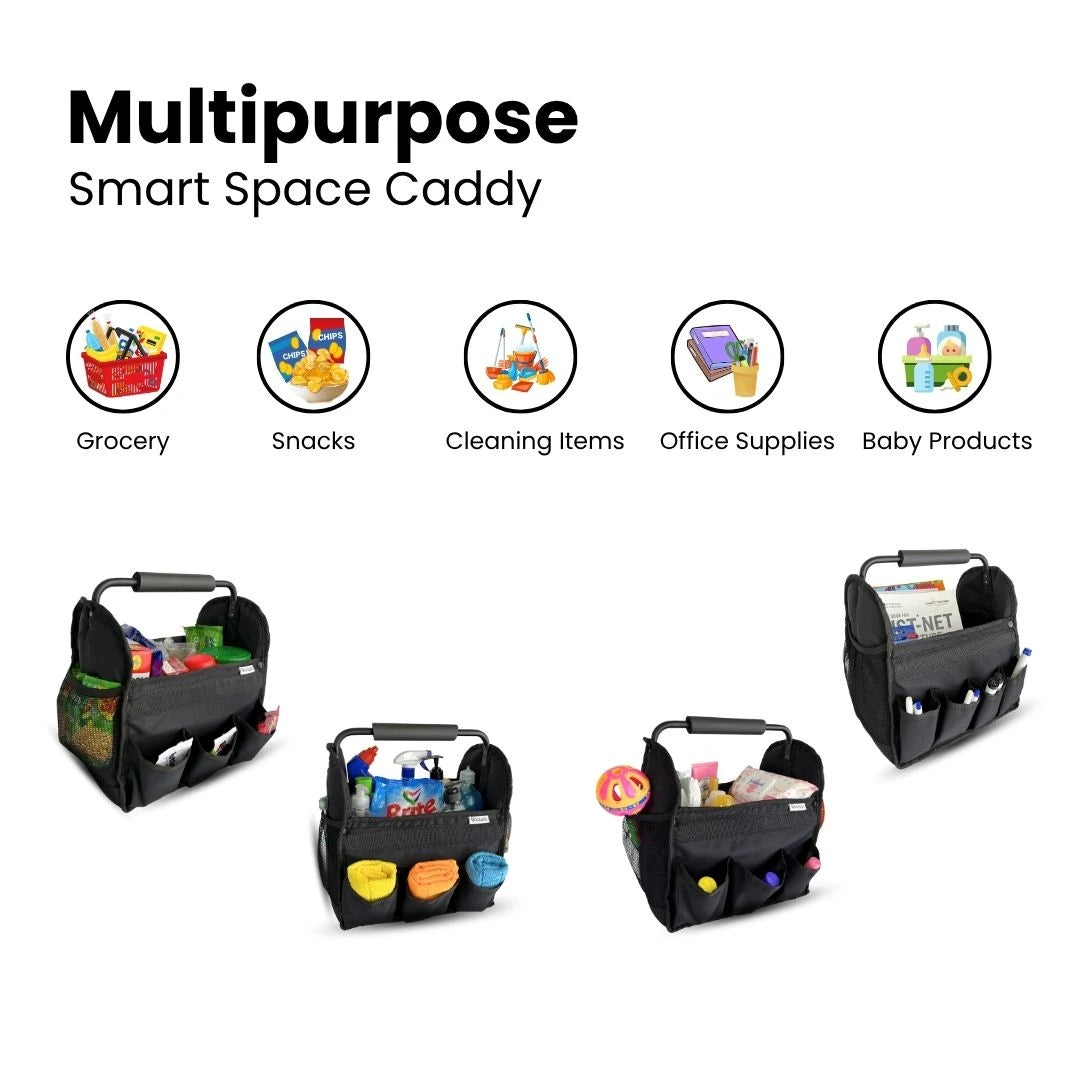 Sturdy fabric car caddy for trunk or passenger seat organization