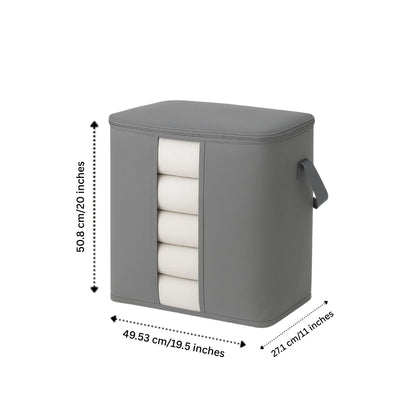 Foldable storage bag filled with folded clothes and garments by Qoolish