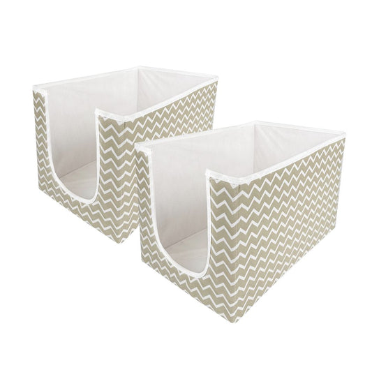Non-woven fabric clothes organizer features like foldable design, front cut and stripe print  