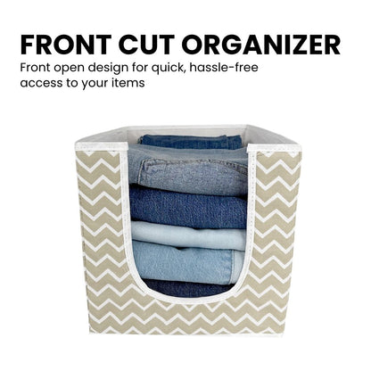 Clothes organizer with front cut design for storing jeans and daily wear items