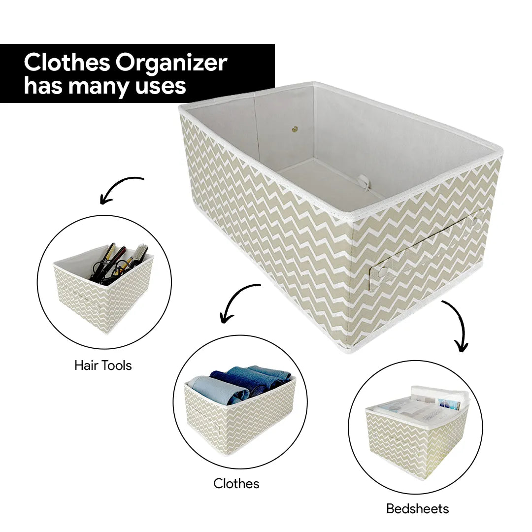 Opened Qoolish Clothes Organizer Pack of 2 in White Stripe – spacious design for efficient storage