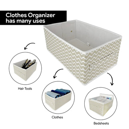 Opened Qoolish Clothes Organizer Pack of 2 in White Stripe – spacious design for efficient storage