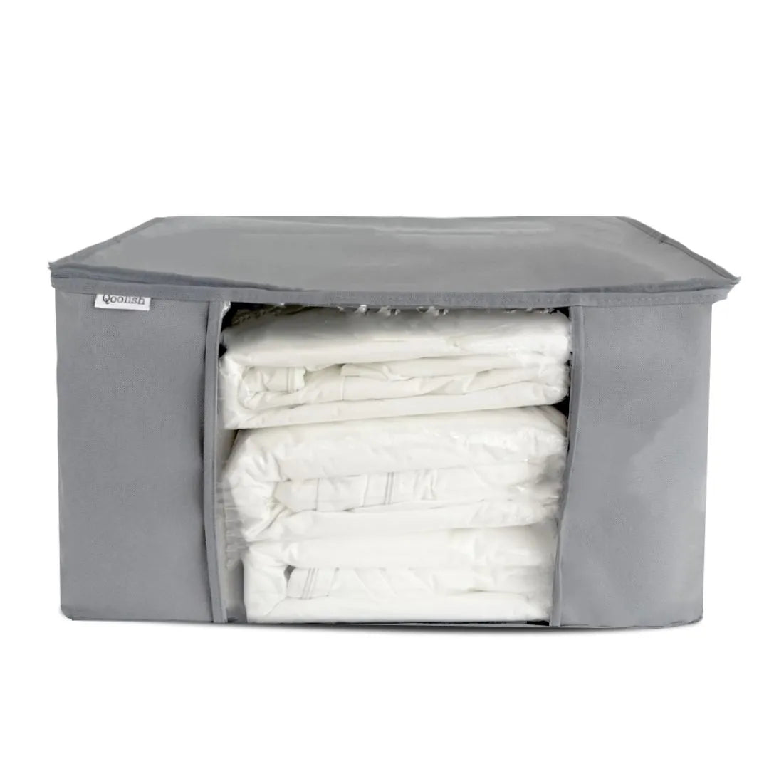 Large fabric storage bag with transparent window for storing clothes, bedding, quilts, and home essentials.