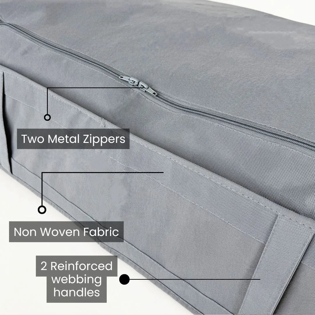 Spacious storage solution for blankets and quilts under the bed.