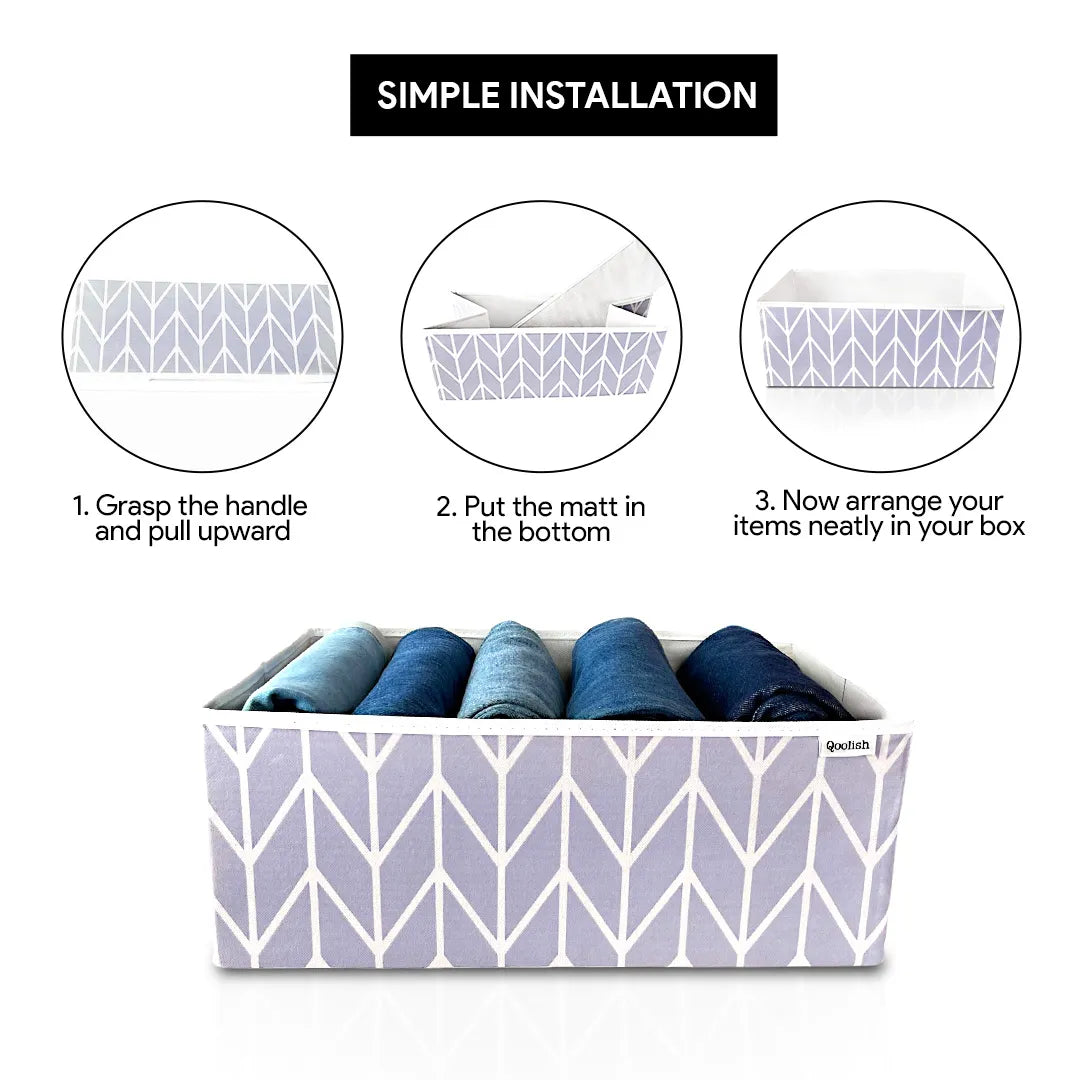 Lavender color wardrobe organizer bag for closet or shelf storage.
