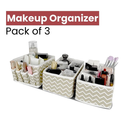 Makeup Organizer Pack of 3 – Compact Storage for Beauty Essentials