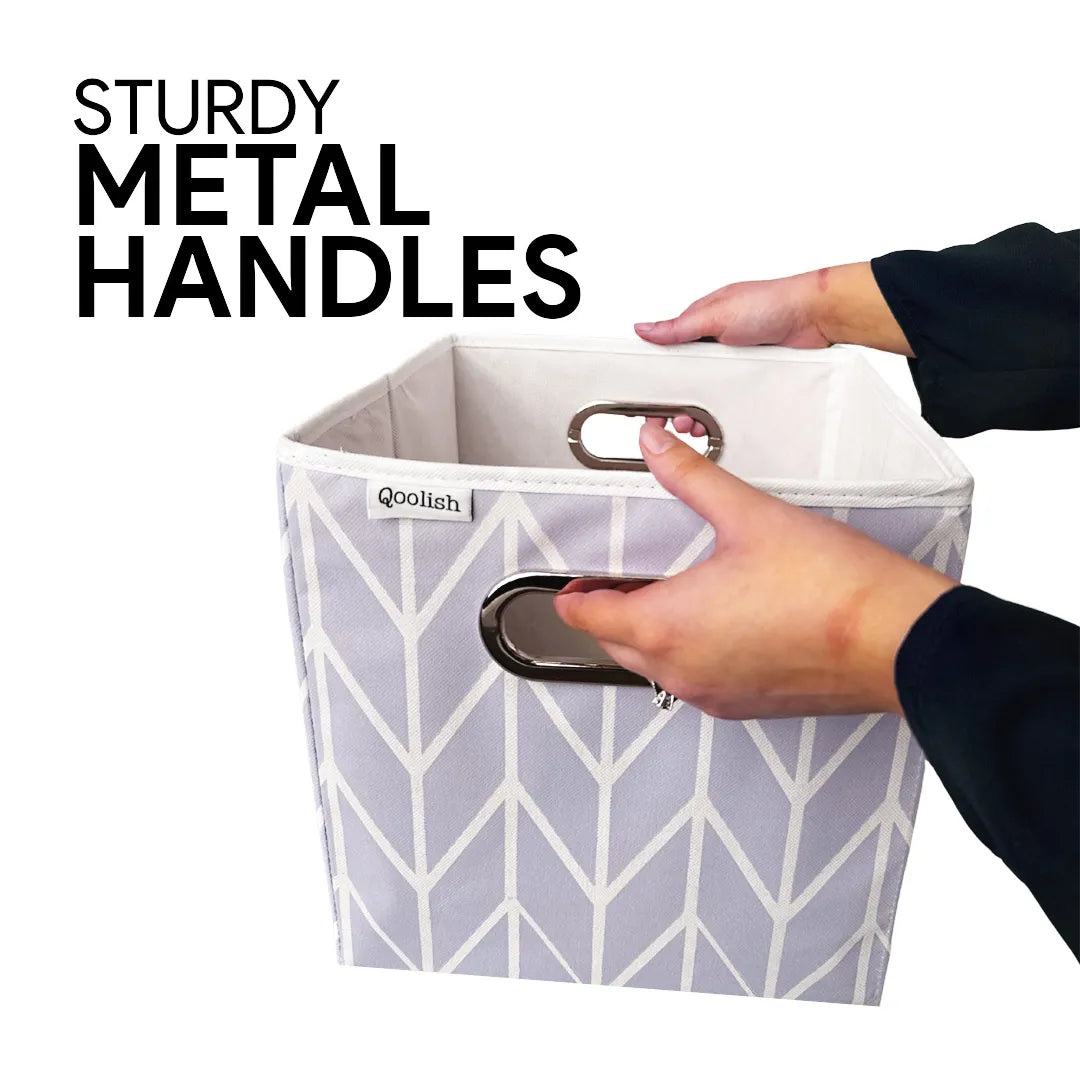 Foldable lavender storage box perfect for closet or shelf organization.

