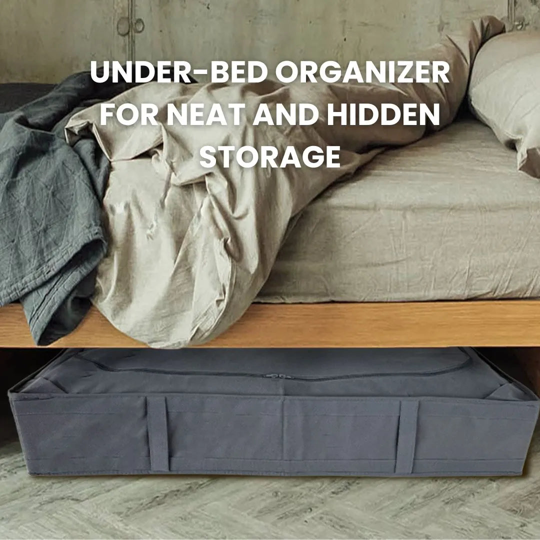 Easy-access zippered underbed storage bag for organized living.