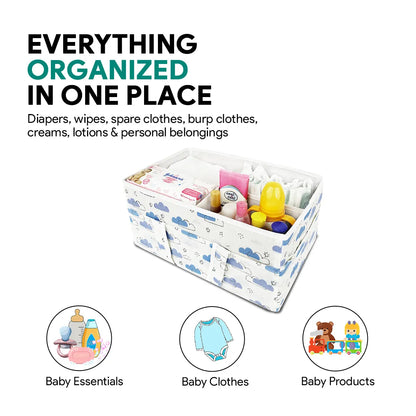 Diaper Caddy – Dreamy Clouds Cool Blue Hues