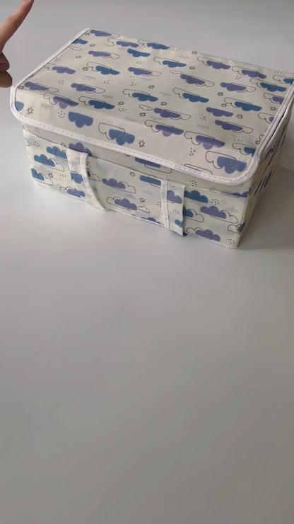 Diaper Caddy with Lid- Dreamy Clouds Warm Neutral tones (Available in 2 colors)