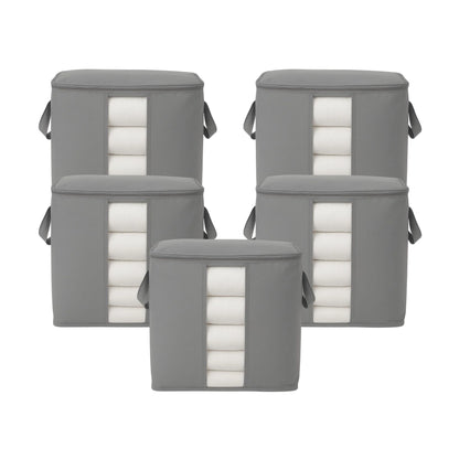 Pack of 5 Qoolish grey foldable storage bags for clothes and bedding