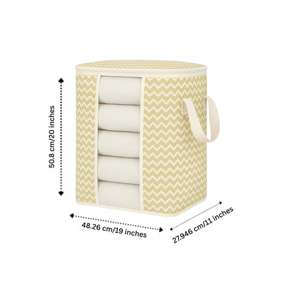 Foldable storage bag filled with folded clothes and garments by Qoolish