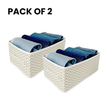 Qoolish Large Clothes Organizer Pack in use – stylish white stripe design for modern storage solutions