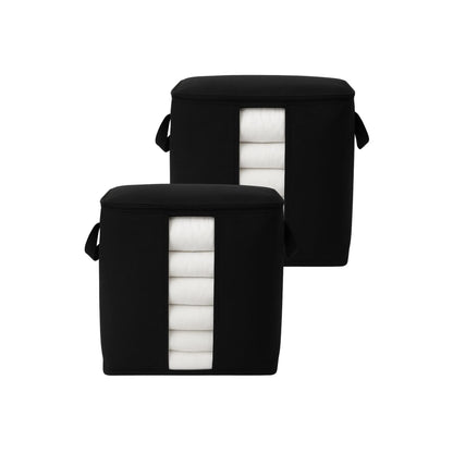 Pack of 2 Qoolish black foldable storage bags for clothes and bedding