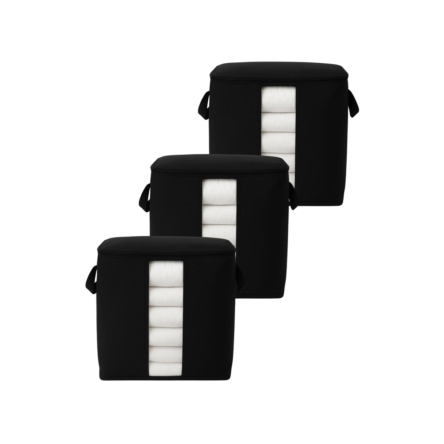Set of 3 Qoolish black foldable storage bags for clothes and bedding