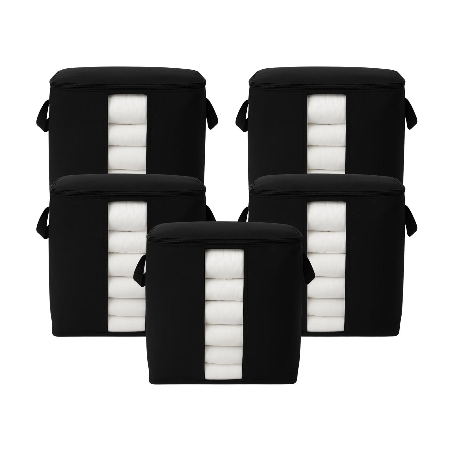 Set of 5 Qoolish black foldable storage bags for clothes and bedding