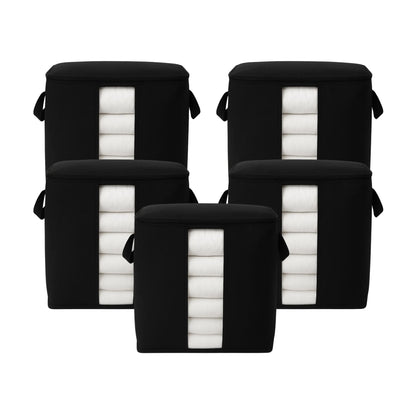 Set of 5 Qoolish black foldable storage bags for clothes and bedding