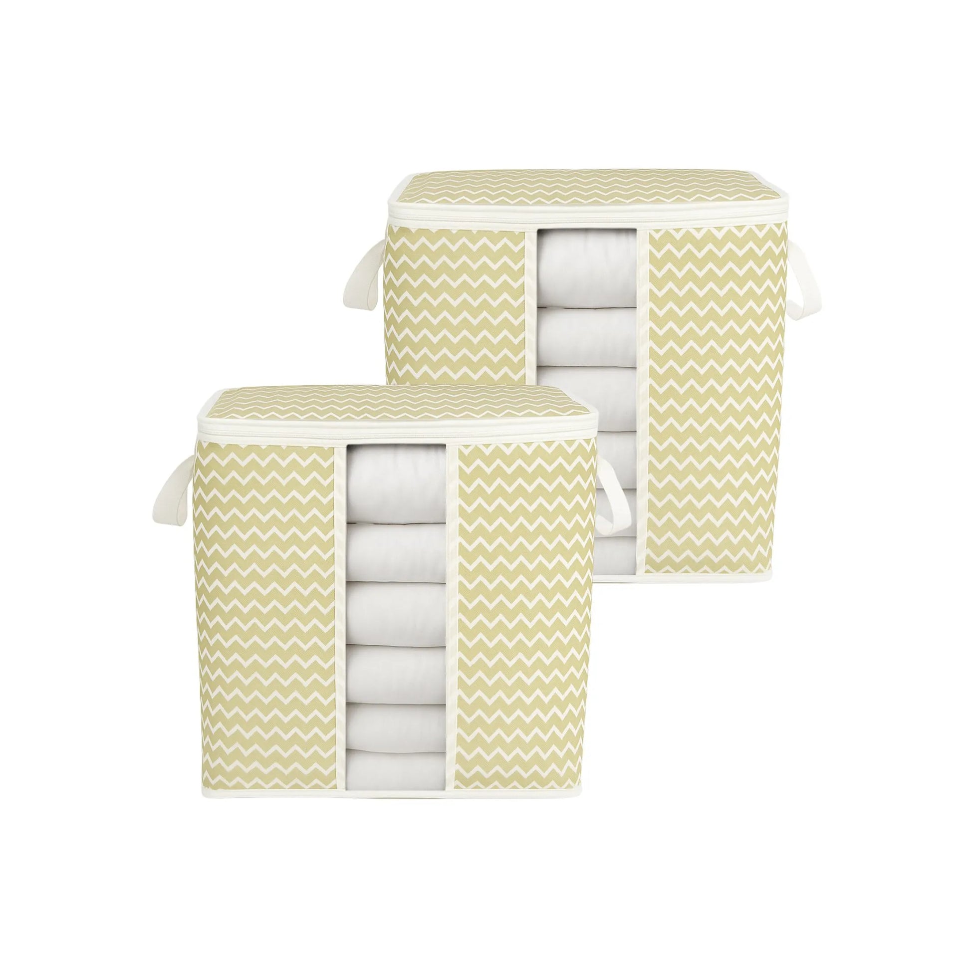 Set of 2 Qoolish white stripe foldable storage bags for clothes and bedding