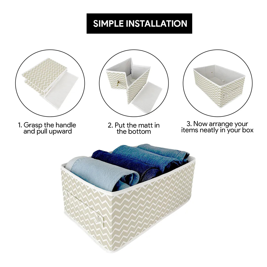 Side view of White Stripe Large Clothes Organizer by Qoolish – durable, foldable, and space-saving