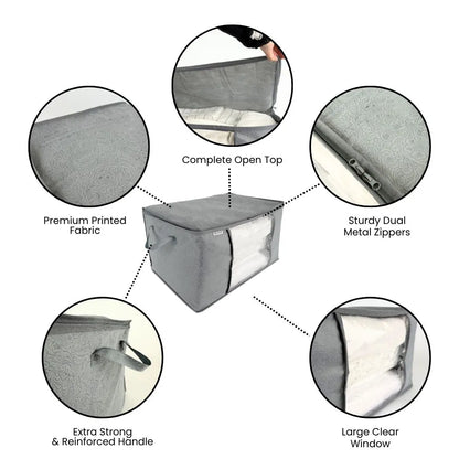 Qoolish Printed Grey Horizontal Storage Bag (Available in Pack of 3 and Pack of 5)