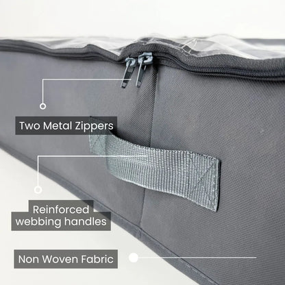 Spacious shoe organizer fitting up to 12 pairs of shoes under the bed.

