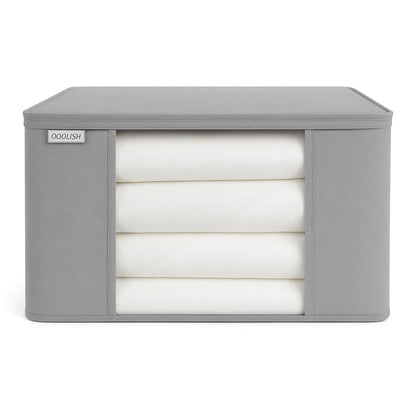 Large fabric storage bag with transparent window for storing clothes, bedding, quilts, and home essentials.