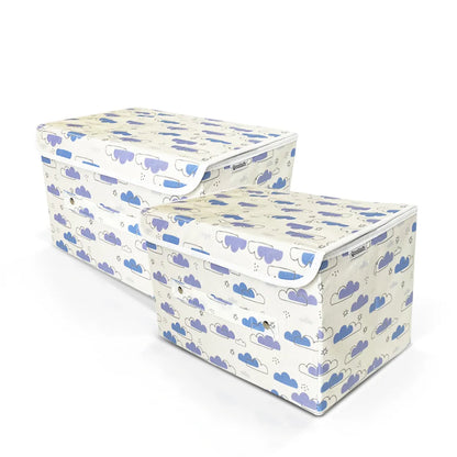 Storage Box with Lid- Dreamy Clouds Warm Neutral Tones- Pack of 2