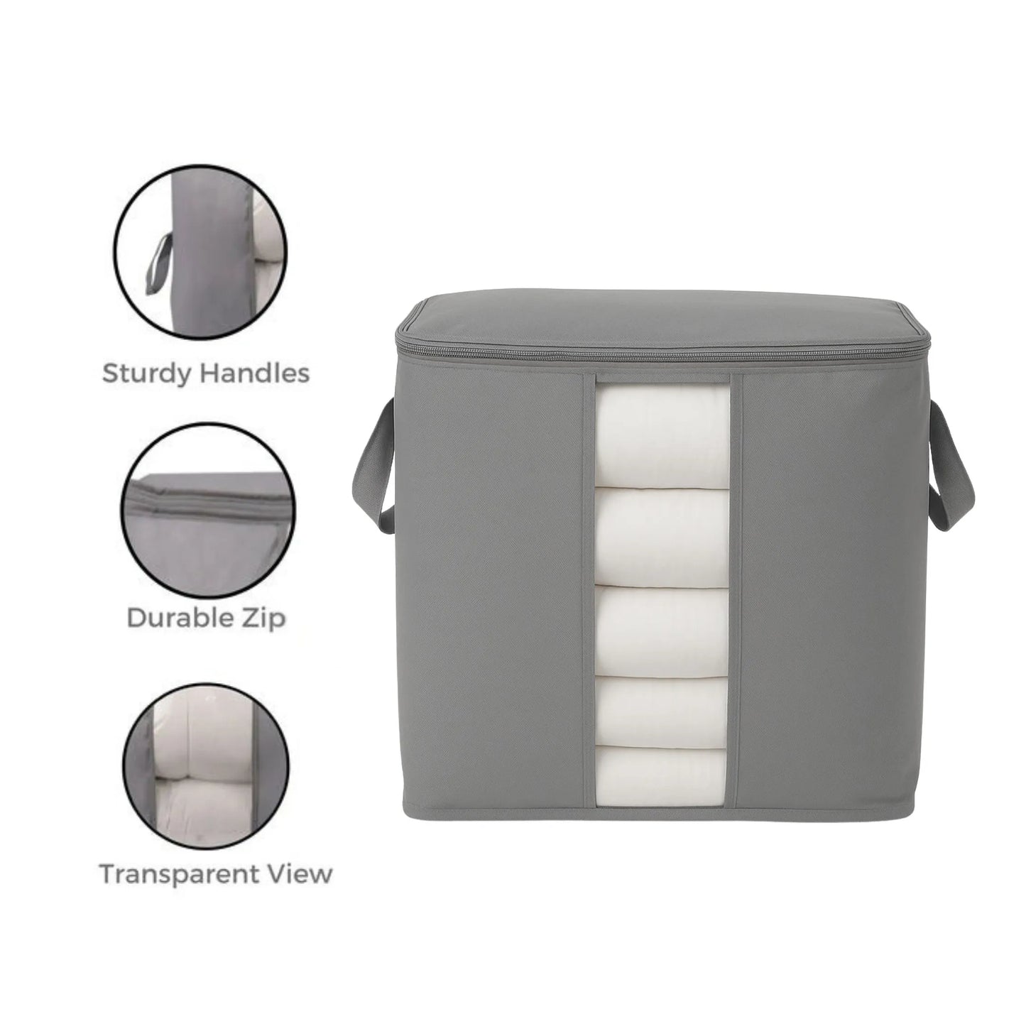Durable grey fabric close-up of Qoolish foldable storage bag